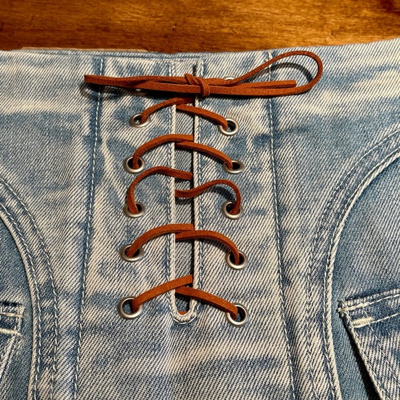 Some Days Lovin Denim Short Skirt Sz 24 Side Zip Light-Wash S924-210 - Picture 2 of 9